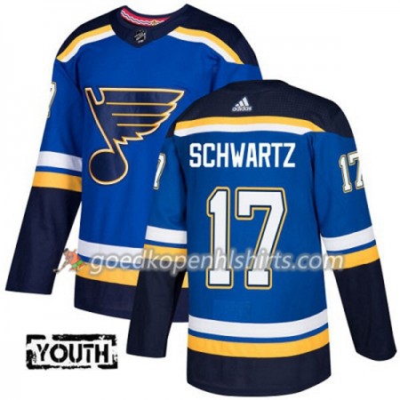 St. Louis Blues Jaden Schwartz 17 Adidas 2017-2018 Blauw Authentic Shirt - Kinderen